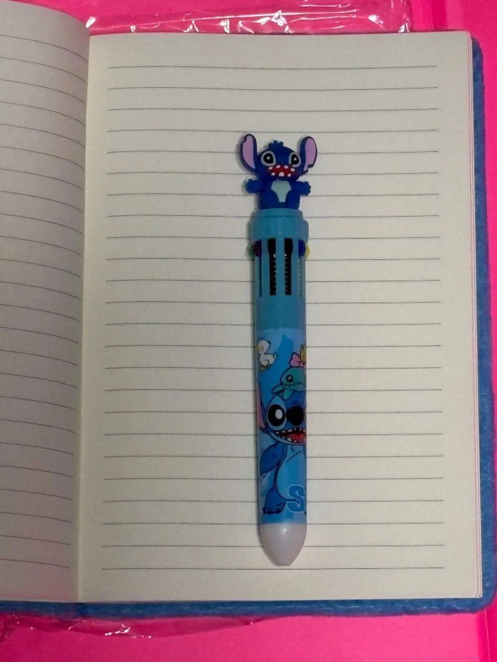 Disney Stitch Plush Journal Notebook + 10-Color Pen + 50 PC Stickers